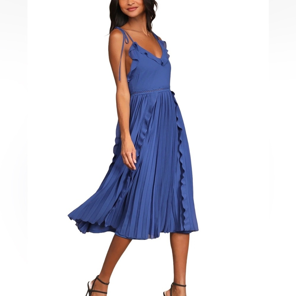 Lulu's Blue Ruffle Midi Dress